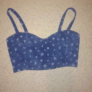 blue and white starred crop top